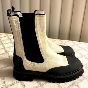 Stylish Black and White Ankle Boots